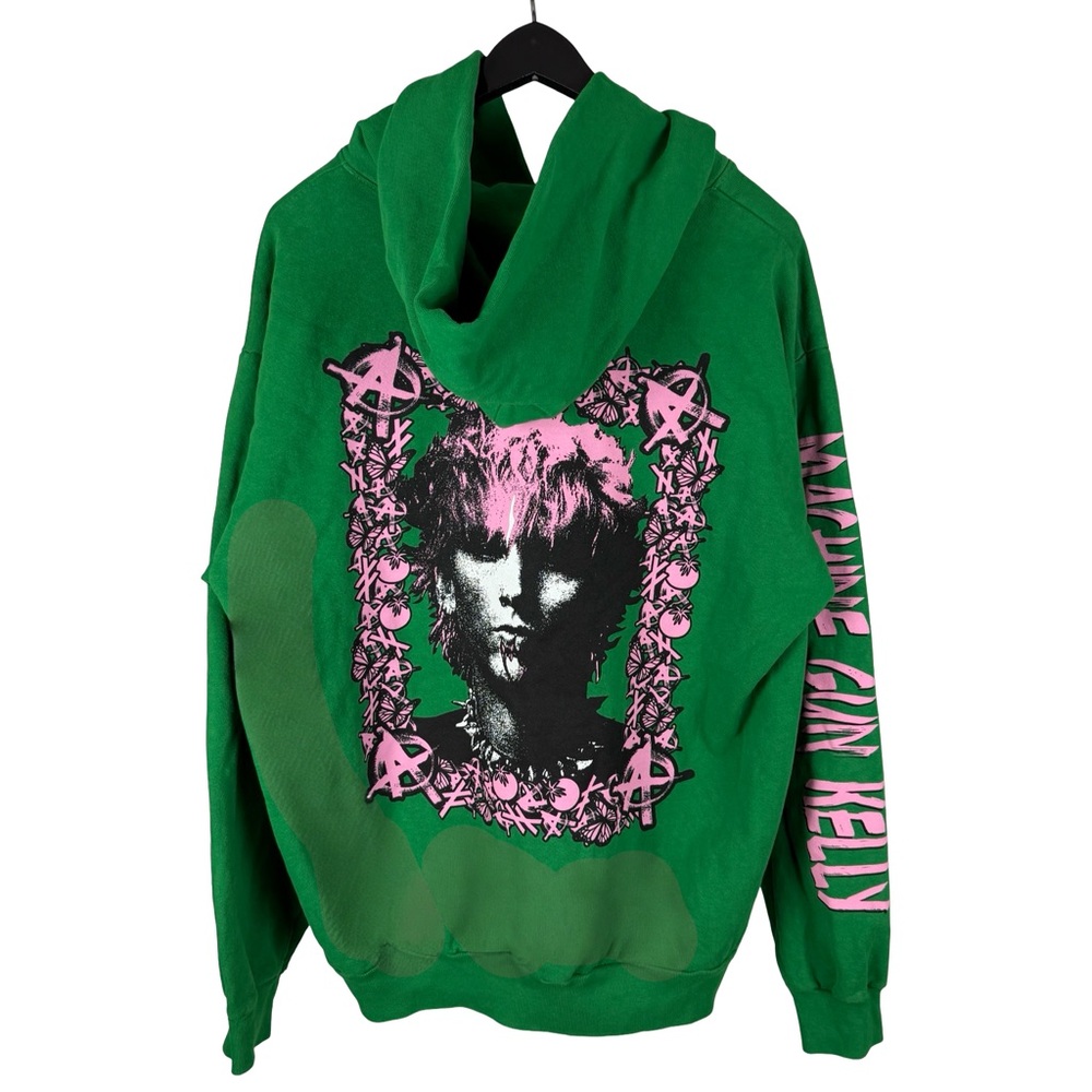 Mens Machine Gun Kelly XX Tour Streetwear Rap Music Green Hoodie Size L